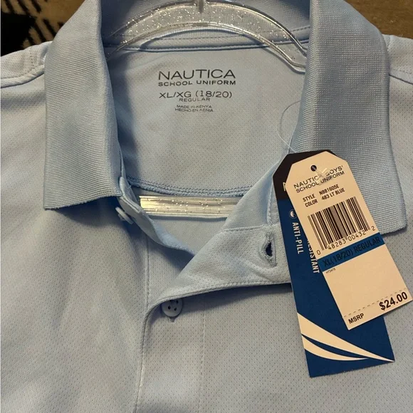 Nautica Big Boys  Light Blue Polo Shirt XL/ 18-20 - Picture 2 of 6